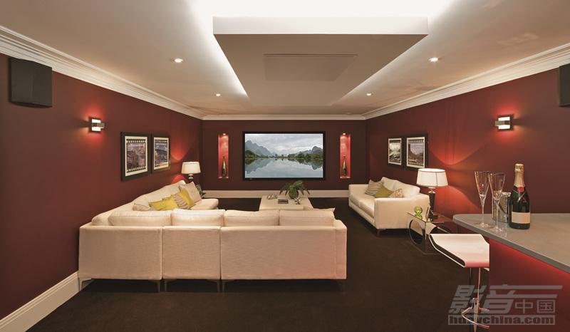 living-room-red-wall-theme-and-white-fabric-sofa-set-on-dark-theater-room-furniture-ideas.jpg